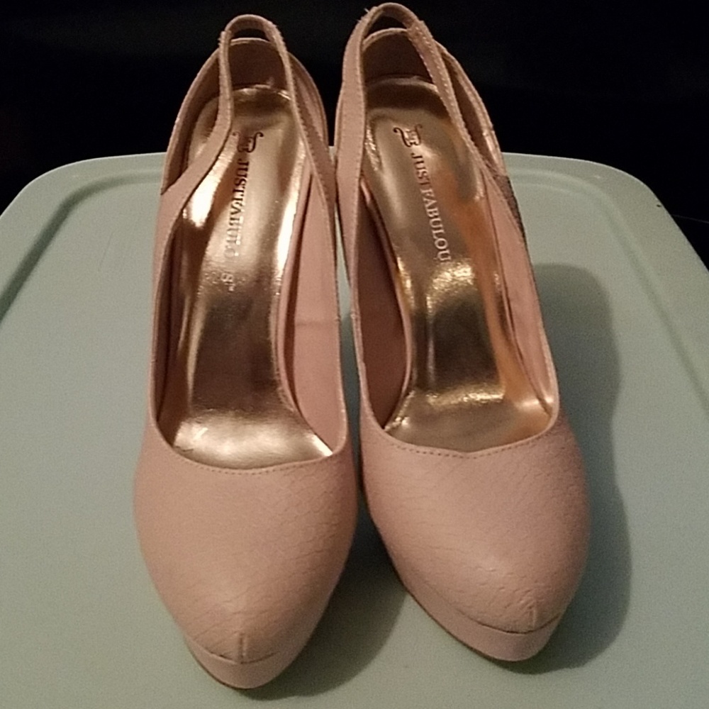 JustFab "Laurette" platform slingback pumps